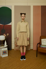 キャンパスラバーベージュクロップシャツ[For women]