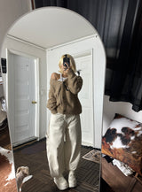 2color) Tweed side denim PT