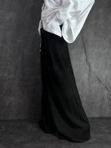 double-pleated long wide slacks