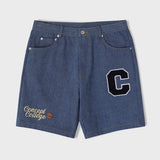 Navy C Patch Medium Blue Denim Shorts [For men]