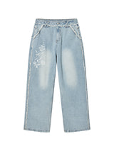 RAW CUT DENIM PANTS (LIGHT BLUE)