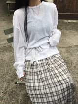 オブディック Uネック シースルー リネン ロングスリーブ(5c)