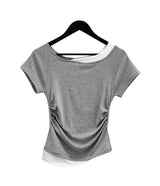 シェリーレイヤードボートネック半袖Tシャツ