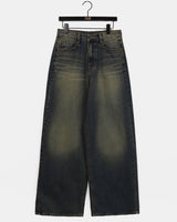 Gut Vintage Washing Rivet Studded Wide Denim Pants