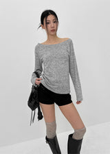 [MADE] Kenneck Knit Button Off-shoulder Long Sleeve T-shirt
