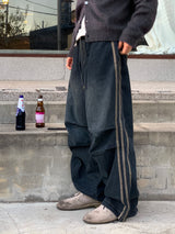 Track string denim pants