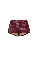 RED ROSE LEATHER SHORT PANTS