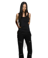 CUT-OUT STUD SLEEVELESS TOP BLACK