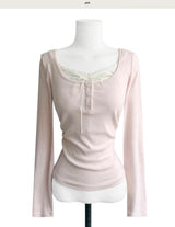 beaute ribbon slim shirring top