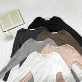 Vネック サイドシャーリングポイント デイリースリムフィット ロングスリーブTシャツ