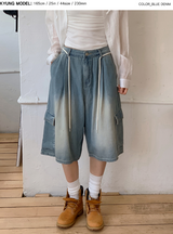 カーゴバミューダデニムパンツ　ストラップセット