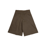 PLEATED  BERMUDA SHORTS -   DARK BEIGE