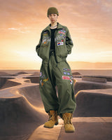 RACING PATCH SUPER WIDE PANTS KAHKI