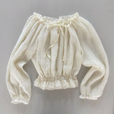 Peony Off-Shoulder Frill Summer Long Sleeve Blouse (3 colors)