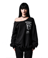 91 CREST PIERCING ONE-SHOULDER SWEATSHIRT BLACK