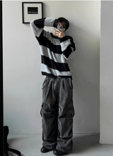 Black & Gray Angora Mohair Knitwear