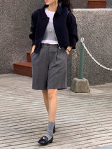 [MADE] Fidic Wool Herringbone Bermuda Pants
