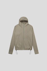 Ribbed incision hood zip-up