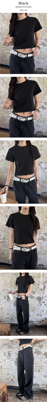 [BASIC ITEM] ベーシックセミクロップTシャツ(4color)