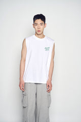 25SS SCRIPT LOGO OUTLINE SLEEVELESS WHITE