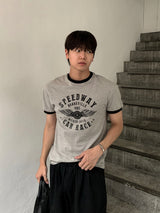 [Shoulder +3cm] ウェイマッスルフィットリンガーショートスリーブTシャツ
