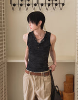 26SS★ [PLAN MADE/MADE]アシッド ヘンリーネック ウォッシング スリーブレス