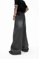 Washed Sequin Straight Jeans