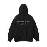 25FW ボーダーラインベーシックロゴフーディージップアップ ブラック