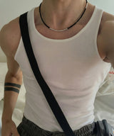 Men’s black beaded necklace_CLEF CHORD CHARM NEC