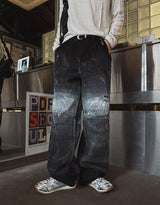 Fiction paint washing denim pants
