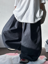 5000 SOLD OUT 🥳 ❤‍🔥 (DURABLE DENIM VER) ❤‍🔥 TWO PLEAT BALLOON COTTON PANTS 🖤🩵 - 2 COLORS
