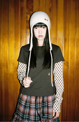 Twister Star Button Earflap Beanie - Ivory  