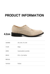 Cowhide Wooden Derby Shoes Vegetable Beige