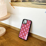 Flower check pattern epoxy bumper case (pink)