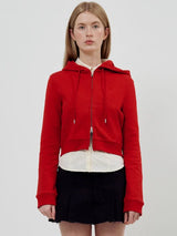 KIRSH PLAIN SLIM FIT CROP HOODIE ZIP UP - RED