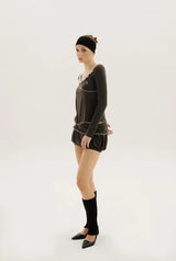 Jam shirring top - charcoal