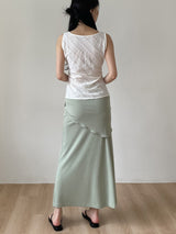 [Scarf SET] Pleated H-Line Long Skirt