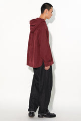 Hooded retro loose shoulder casual embroidered shirt