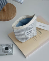  zipper pouch - stripe ivory