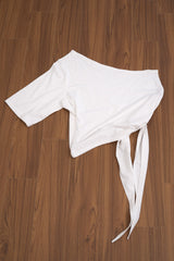 One-Shoulder Button Drape Top (Ivory)