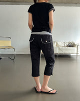 Crime Sleek Hip Button Capri Pants 3color