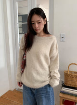 Nayu Hairy Lip Neck Loose Knit