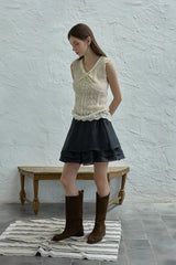 Ribbon sleeveless knit_cream