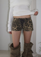LEOPARD EYELET SHORTS