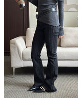 Stripe boots cut pants
