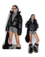 Glossy Two-Way Cropped Short Padded Jacket