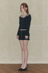 CUT-OUT LAYERED TEE black
