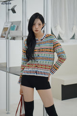 Nordic round knit cardigan