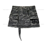 Camo lace patch pocket skirt pants (belt set)