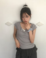 Shude Dot Snap Button Short Sleeve T-Shirt